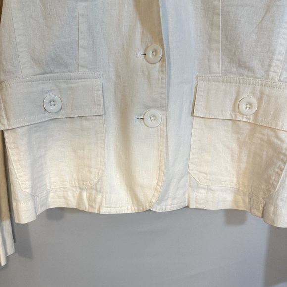 Nikki Valenti Womens Blazer Jacket Size L Linen Cotton Blend Pockets Buttons - Picture 6 of 12